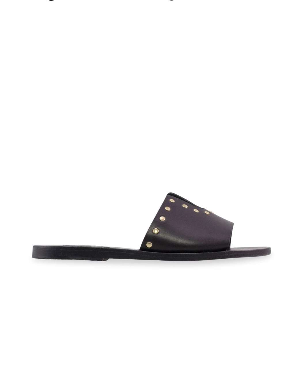 Ancient Greek Sandals ~ Kalomira Black Gold Studded Slide Sandals - Size 41